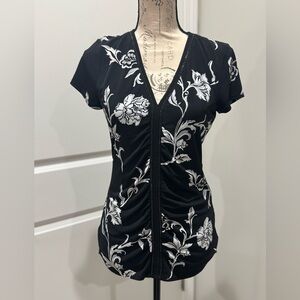WHBM Floral Black and White Women's Top
